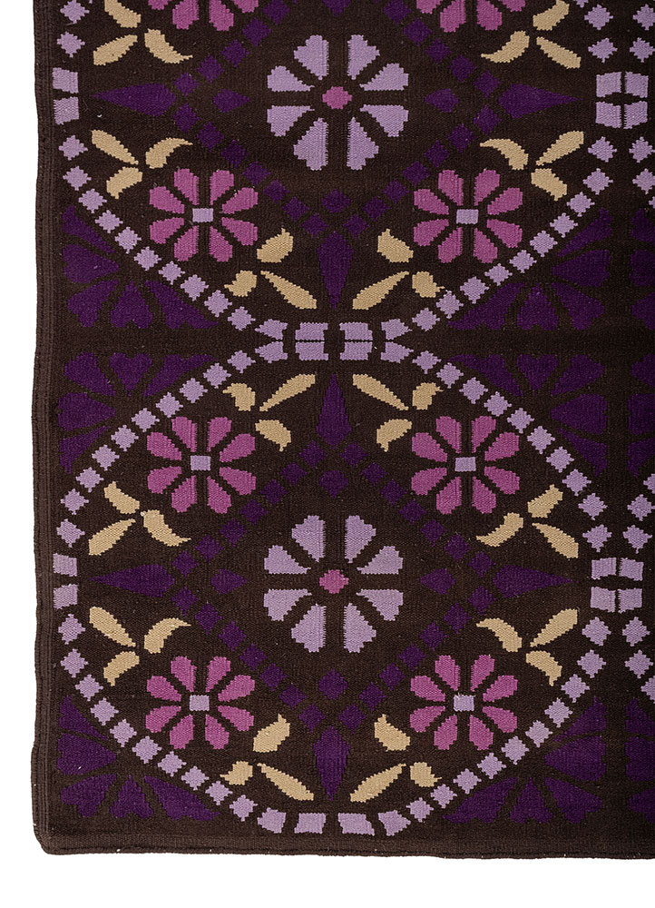 indusbar pink and purple rayon chenille flat weaves Rug - Corner