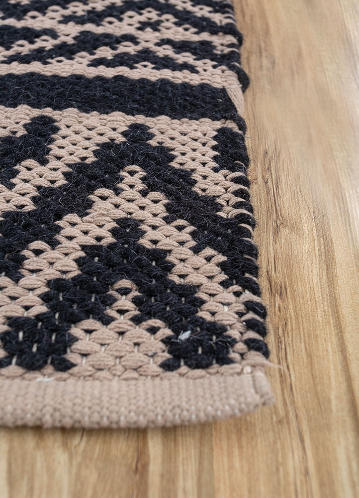 abrash grey and black wool flat weaves Rug - Corner