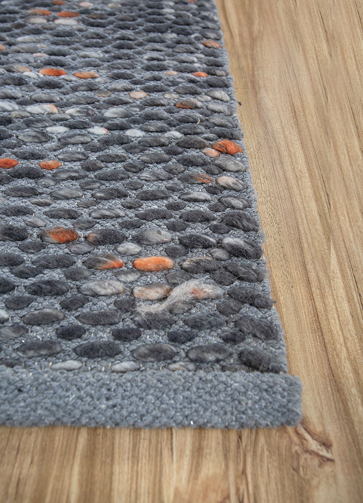 abrash grey and black wool flat weaves Rug - Corner