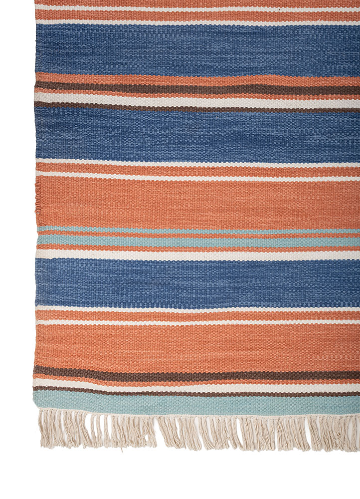 indusbar blue wool flat weaves Rug - Corner