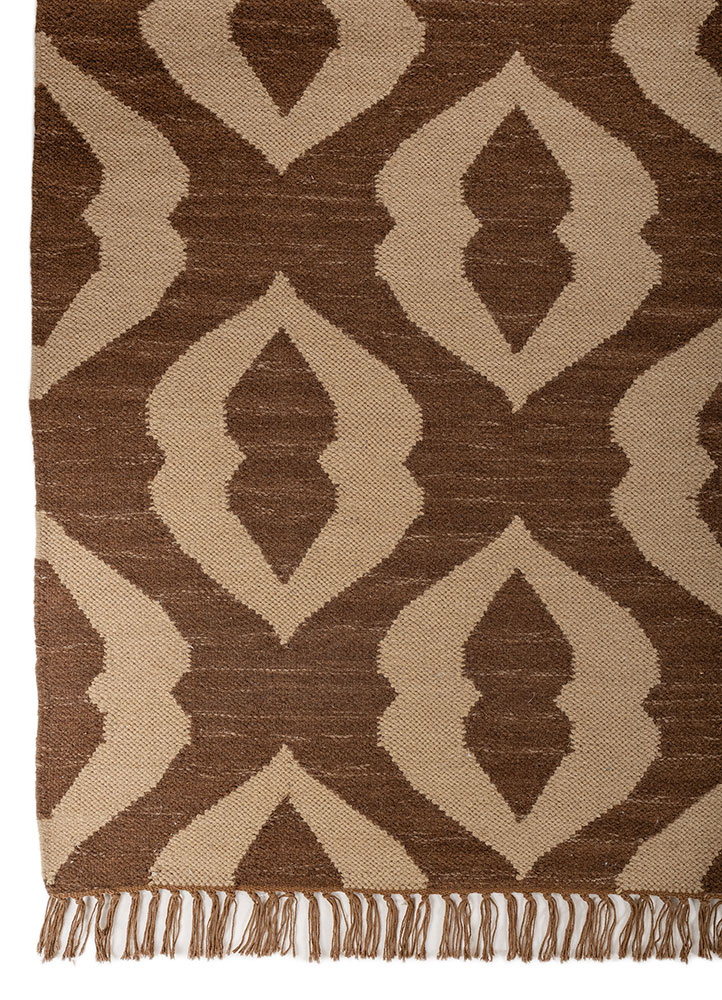 indusbar beige and brown wool flat weaves Rug - Corner