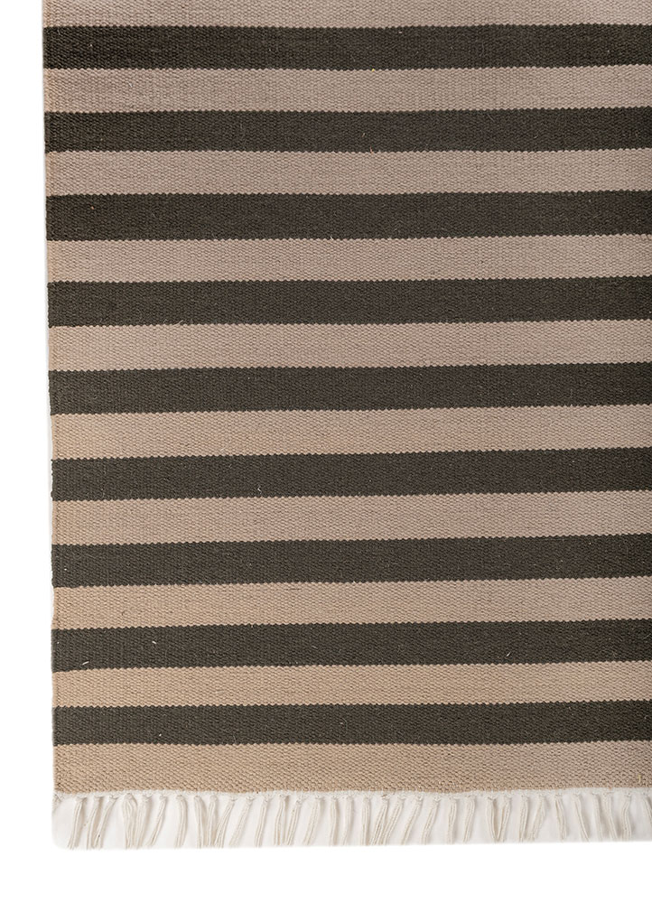 indusbar beige and brown wool flat weaves Rug - Corner