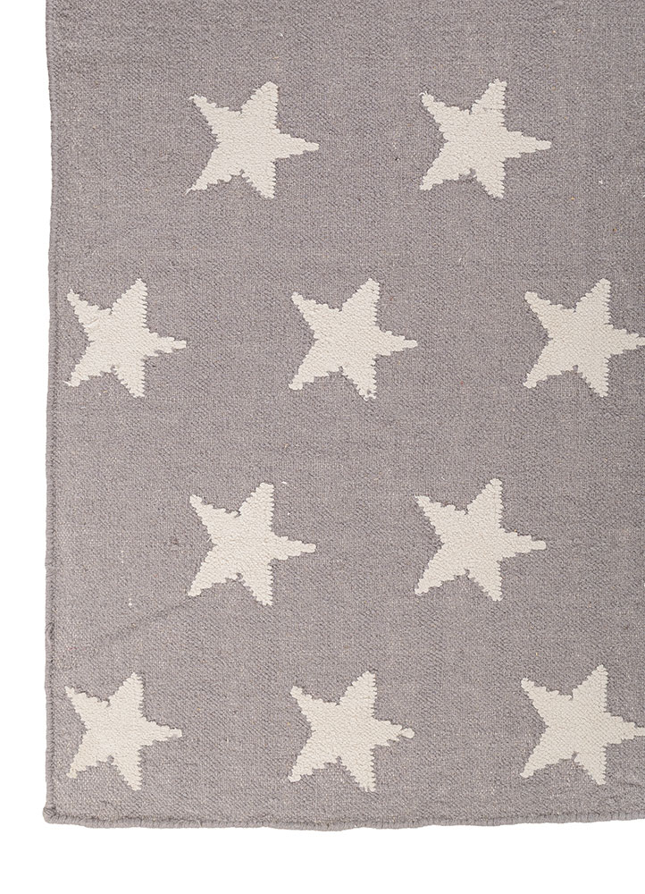 indusbar grey and black wool flat weaves Rug - Corner