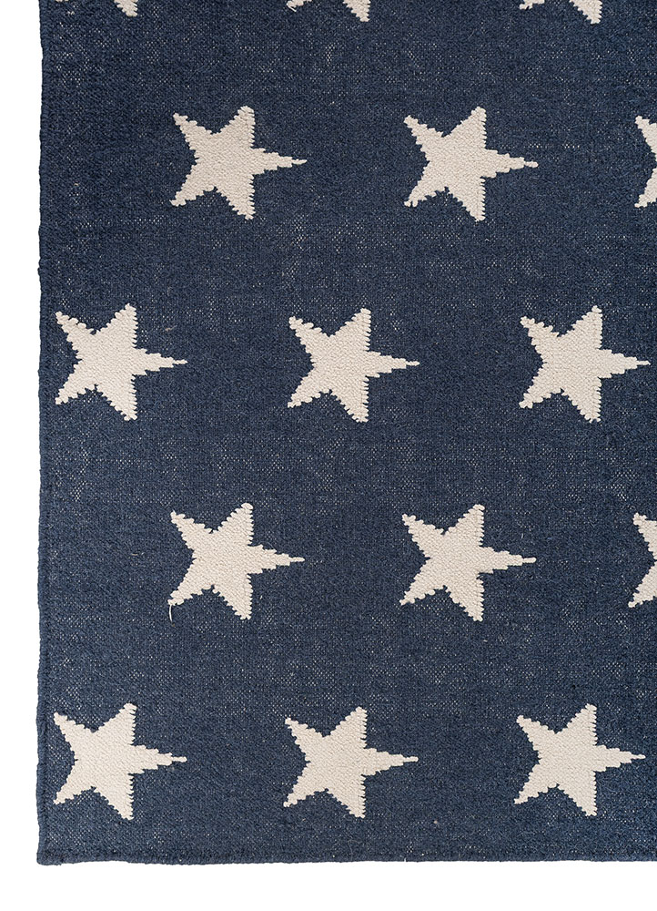 indusbar blue wool flat weaves Rug - Corner