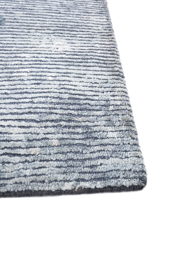 entropy blue viscose hand knotted Rug - Corner