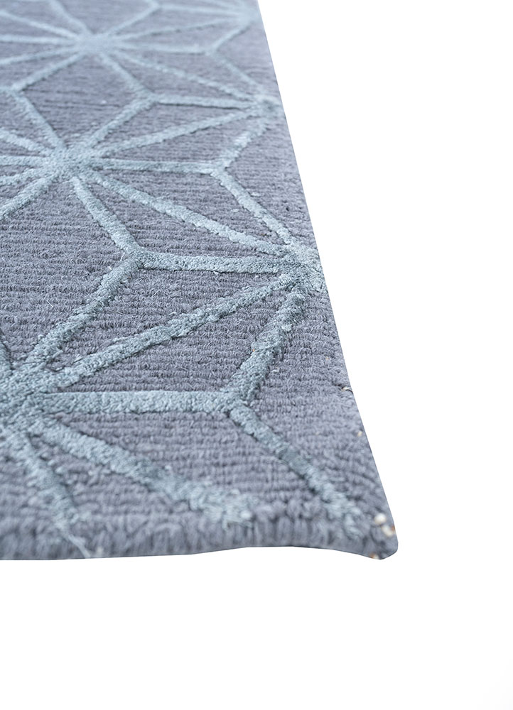azalea grey and black wool and silk hand knotted Rug - Corner