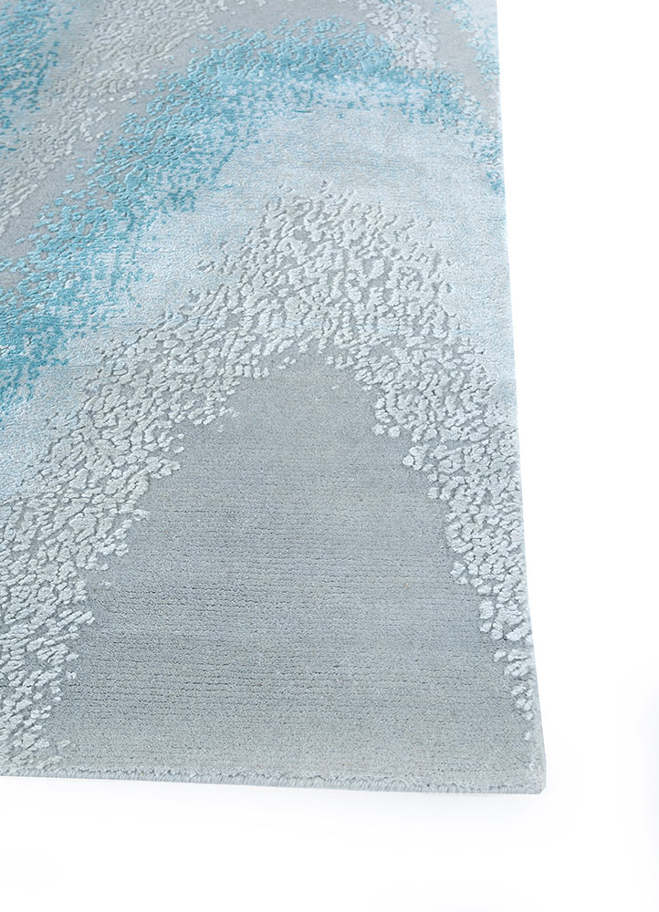 entropy grey and black wool and viscose hand knotted Rug - Corner