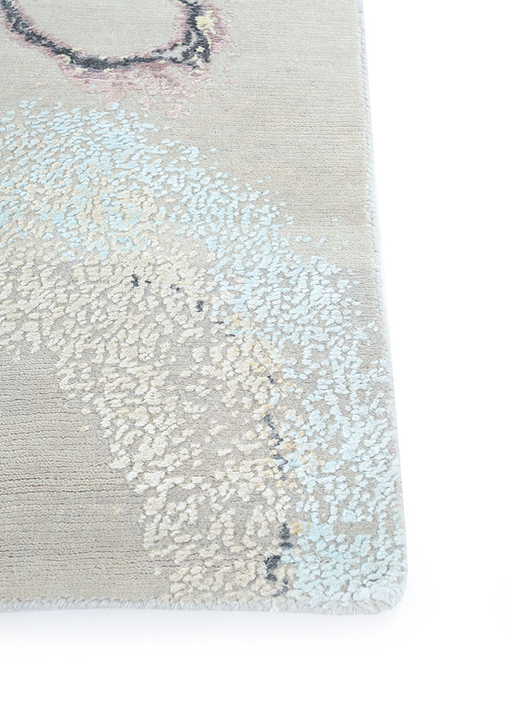 entropy grey and black wool and viscose hand knotted Rug - Corner