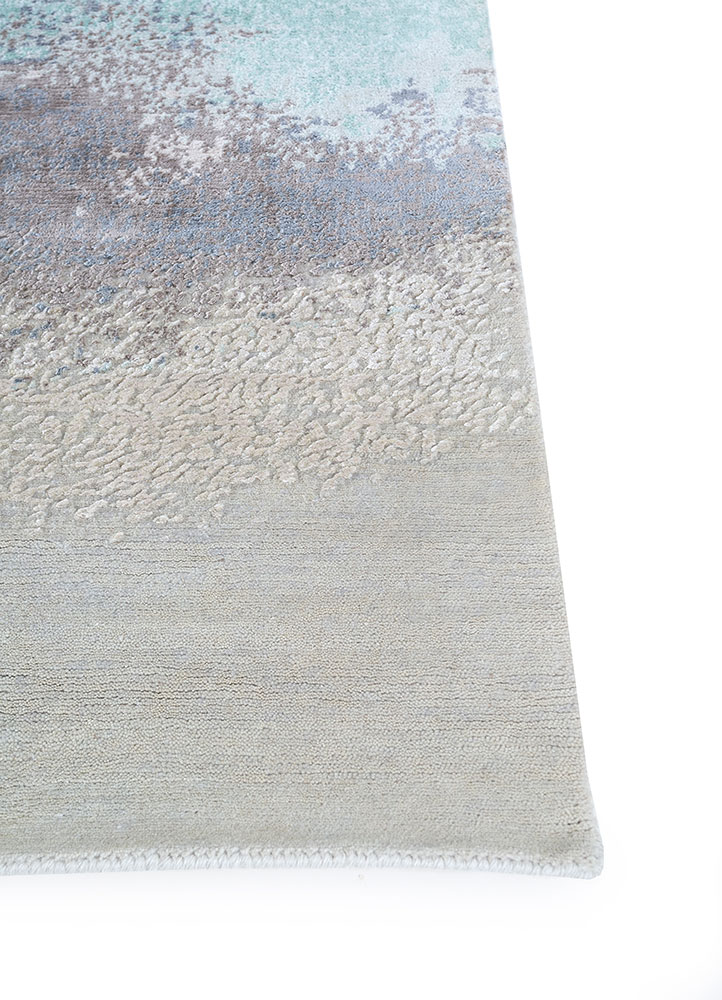 entropy grey and black wool and viscose hand knotted Rug - Corner