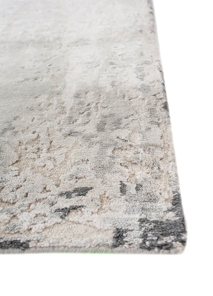 entropy grey and black wool and viscose hand knotted Rug - Corner