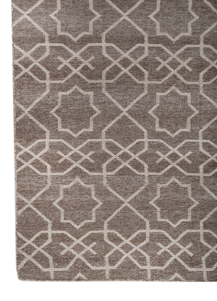 indusbar grey and black wool flat weaves Rug - Corner