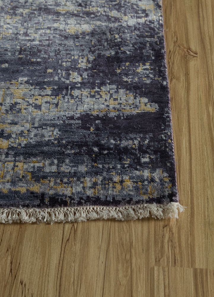 uvenuti grey and black bamboo silk hand knotted Rug - Corner
