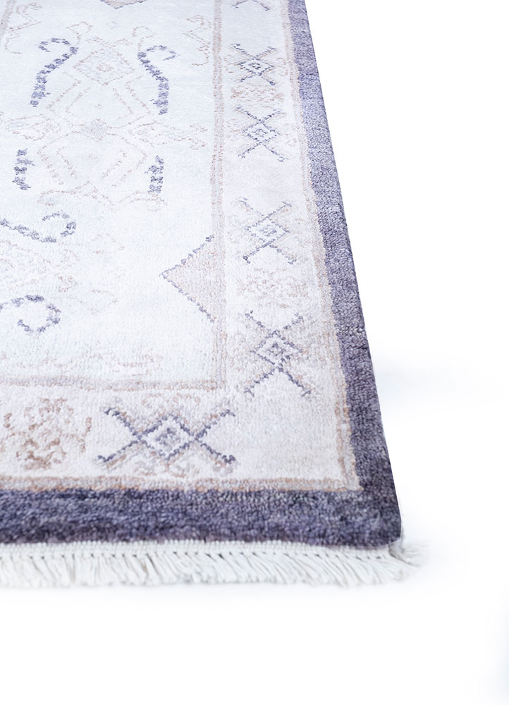 erbe pink and purple bamboo silk hand knotted Rug - Corner