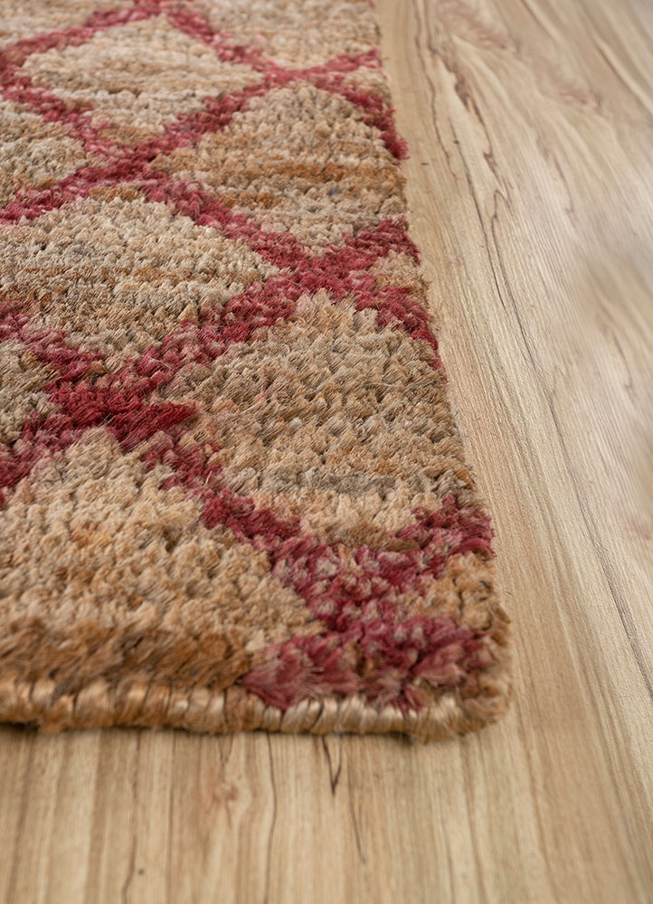 hula beige and brown jute and hemp hand knotted Rug - Corner