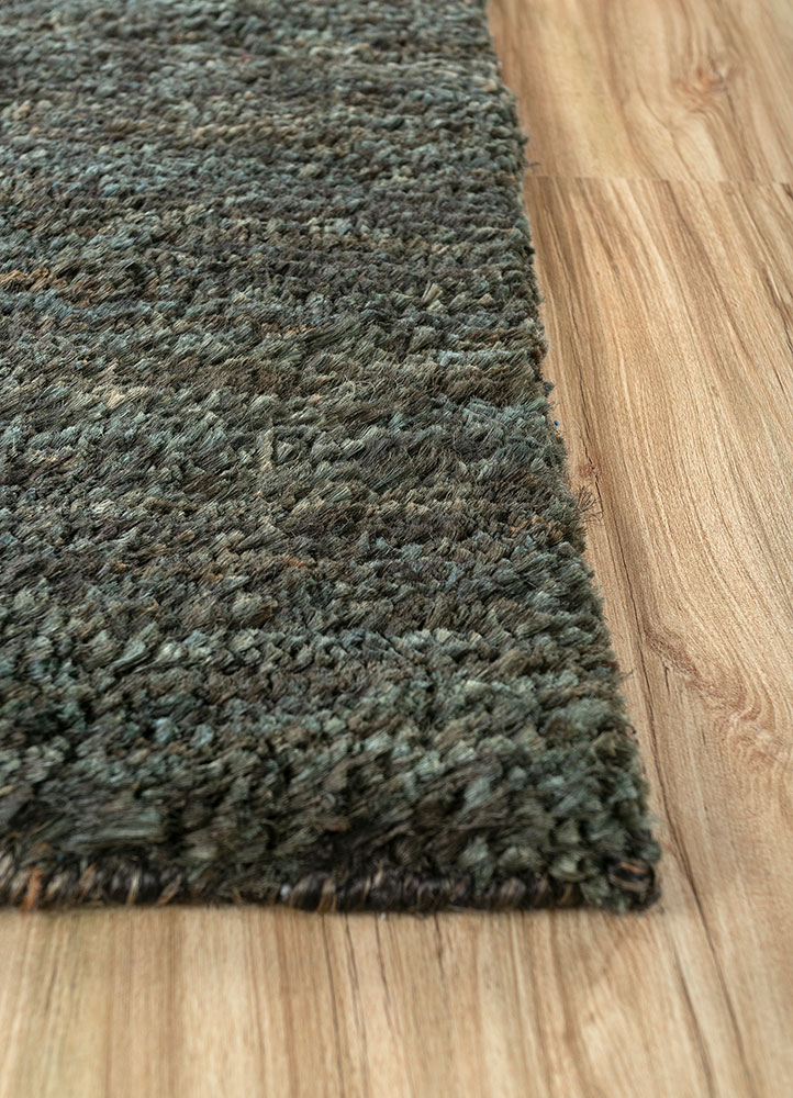hula grey and black jute and hemp hand knotted Rug - Corner