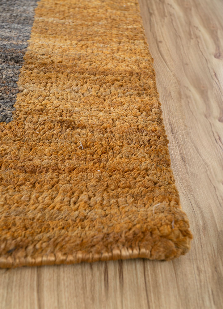 hula beige and brown jute and hemp hand knotted Rug - Corner