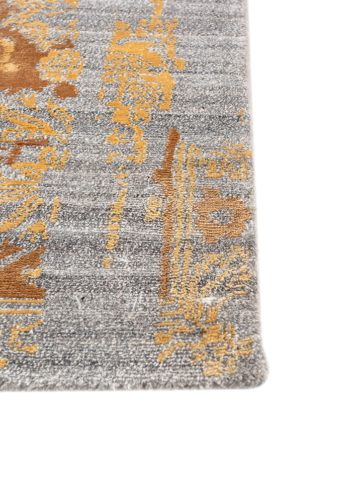 far east red and orange bamboo silk hand knotted Rug - Corner