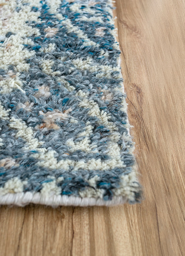 nuray blue polyester hand knotted Rug - Corner
