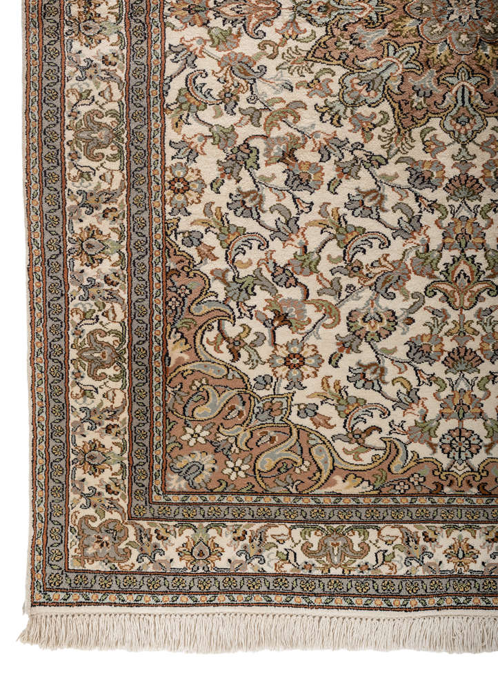 gulmarg blue silk hand knotted Rug - Corner