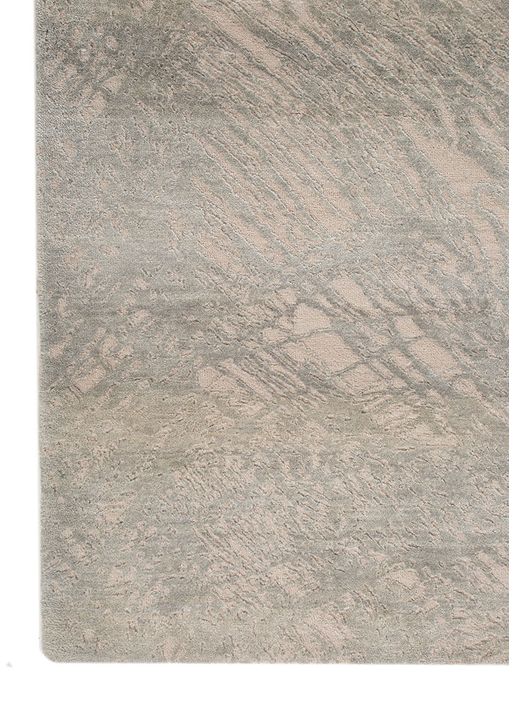 free verse by kavi ivory wool and silk hand knotted Rug - Corner