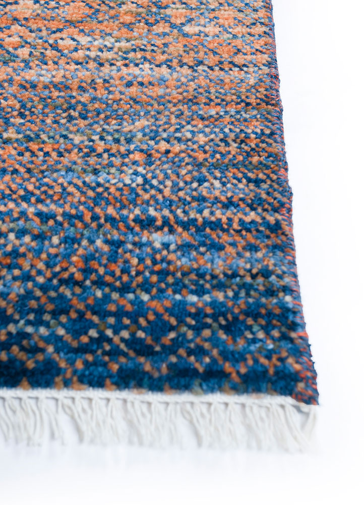 kairos blue wool hand knotted Rug - Corner