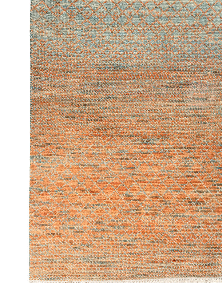 kairos blue wool hand knotted Rug - Corner