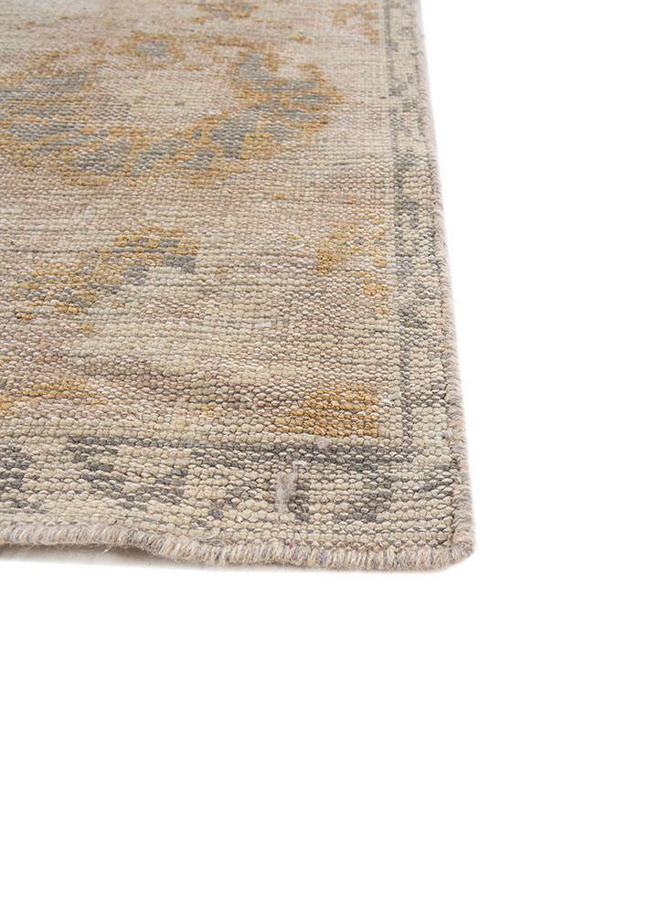 erbe beige and brown wool hand knotted Rug - Corner