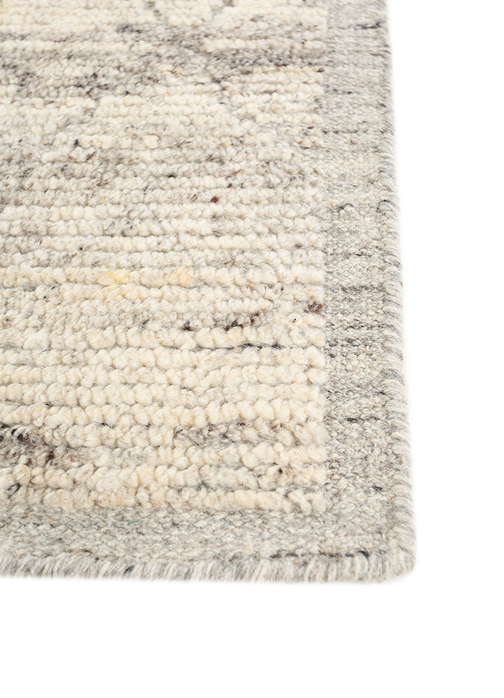 manifest beige and brown wool hand knotted Rug - Corner