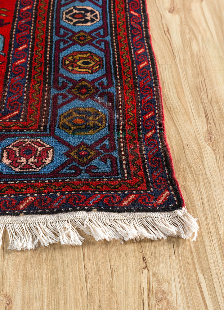 kiaan red and orange wool hand knotted Rug - Corner