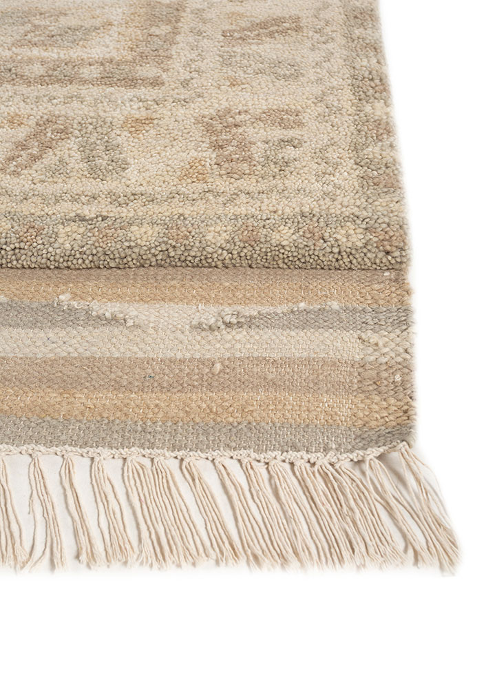 thyme beige and brown wool hand knotted Rug - Corner