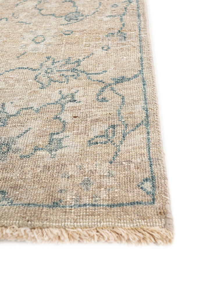 erbe beige and brown wool hand knotted Rug - Corner