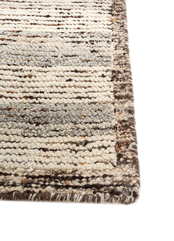 manifest beige and brown wool hand knotted Rug - Corner