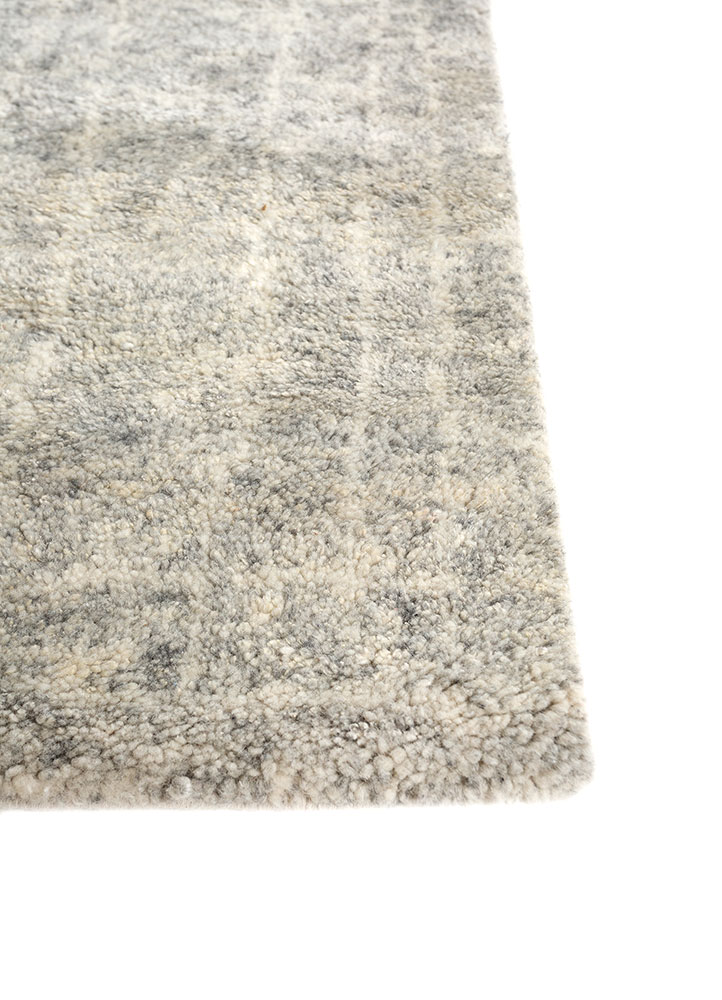 entropy grey and black wool hand knotted Rug - Corner