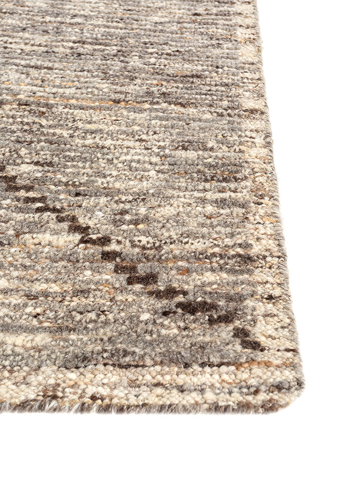 zuri beige and brown wool hand knotted Rug - Corner
