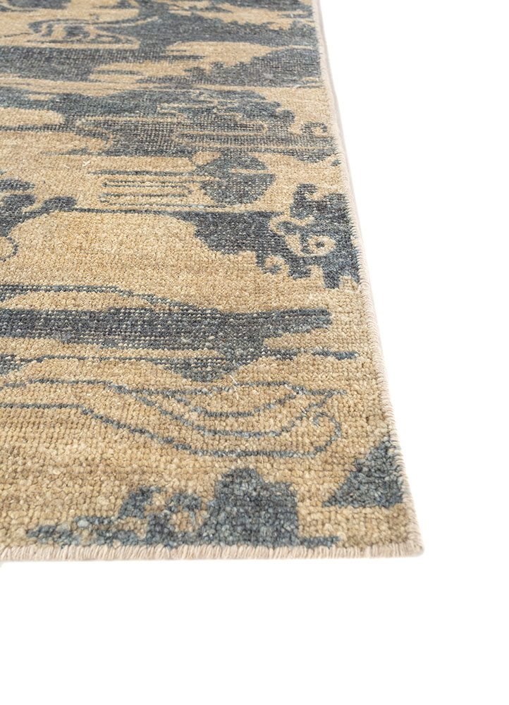 aprezo blue wool hand knotted Rug - Corner
