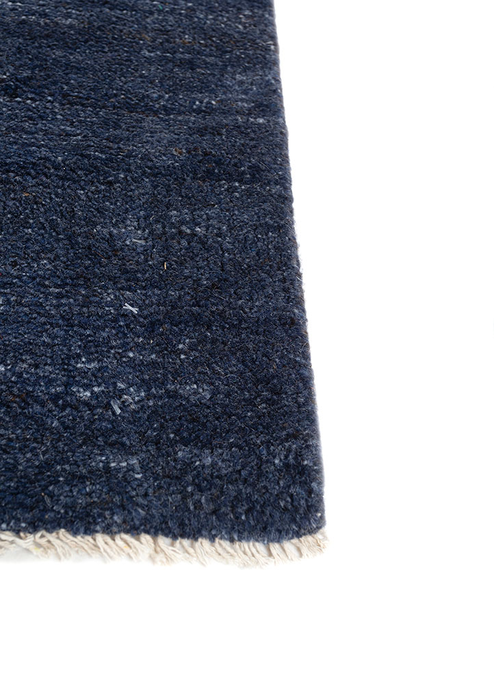 kairos blue wool hand knotted Rug - Corner
