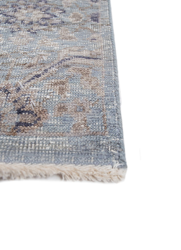 erbe blue wool hand knotted Rug - Corner