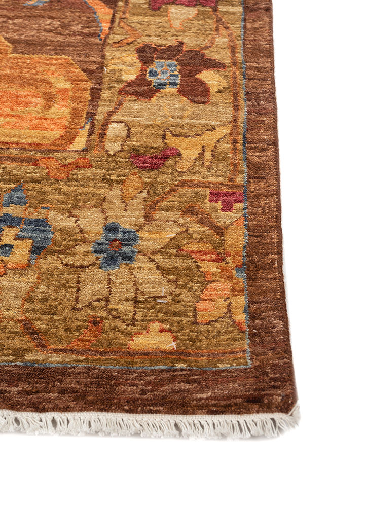 cyanna red and orange wool hand knotted Rug - Corner