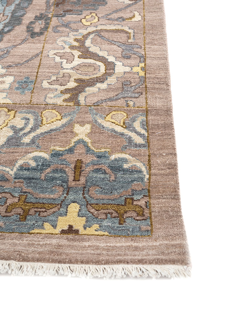 cyanna beige and brown wool hand knotted Rug - Corner