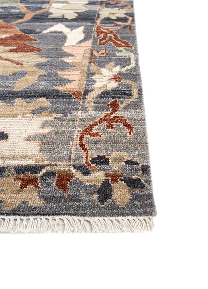 cyanna blue wool hand knotted Rug - Corner