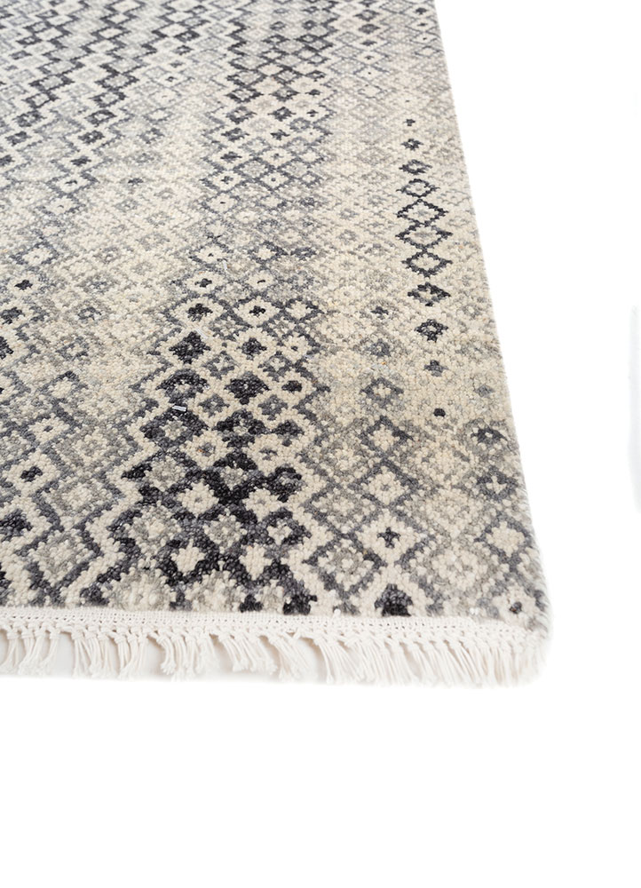 kairos blue wool hand knotted Rug - Corner