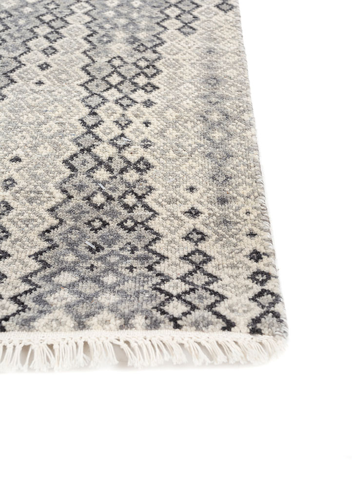 kairos blue wool hand knotted Rug - Corner
