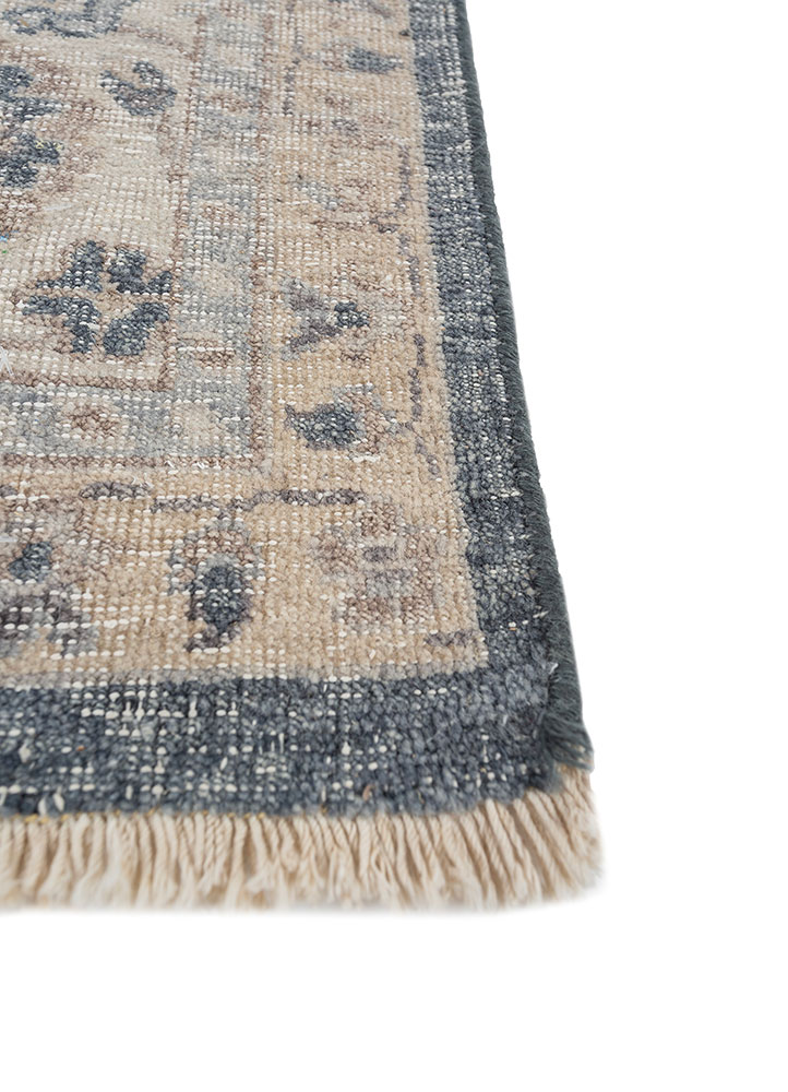 erbe blue wool hand knotted Rug - Corner