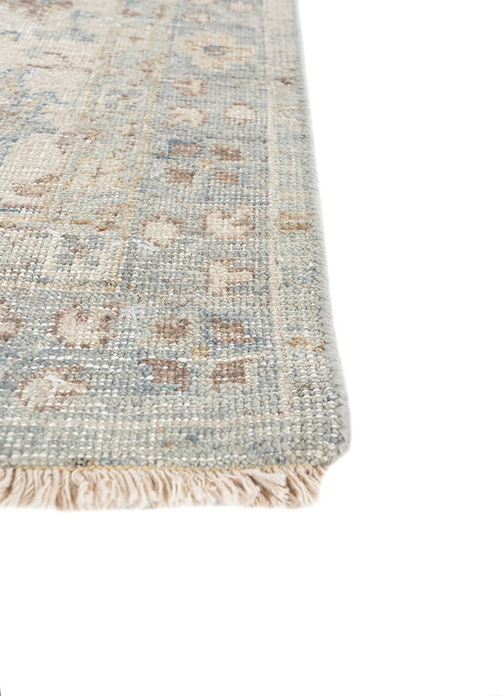 erbe blue wool hand knotted Rug - Corner