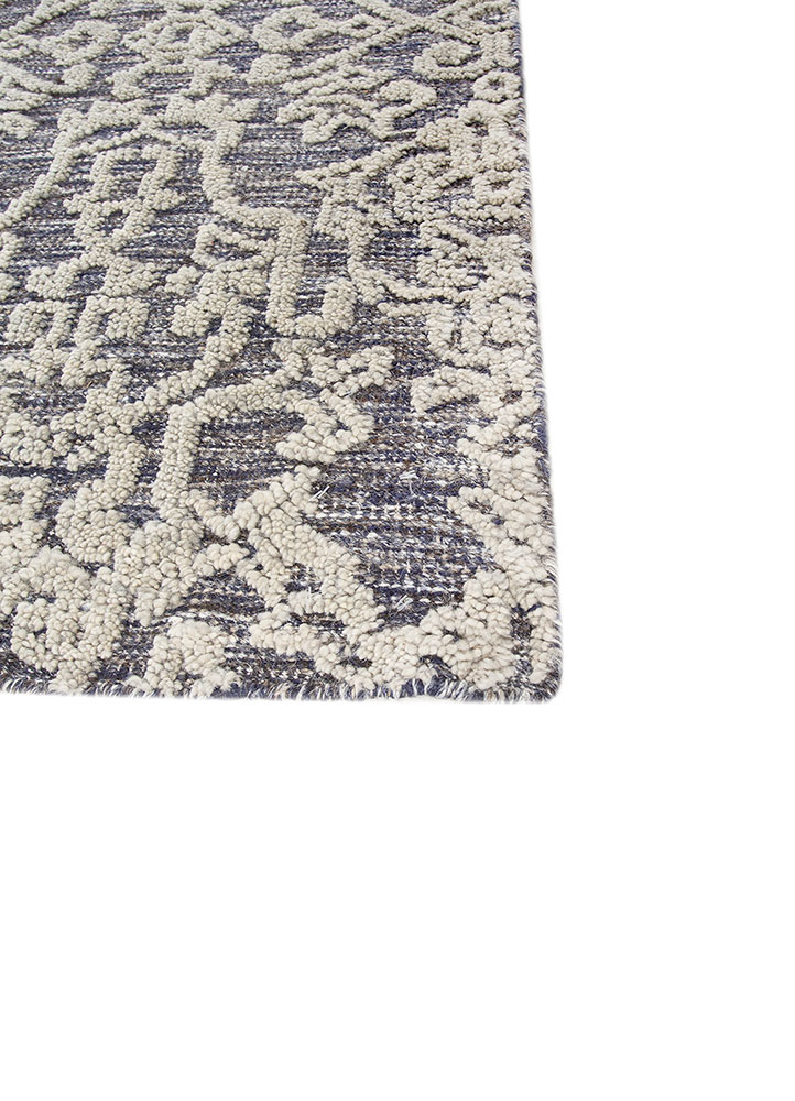 erbe beige and brown wool hand knotted Rug - Corner