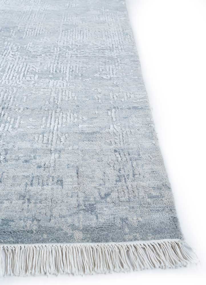 entropy grey and black wool and silk hand knotted Rug - Corner