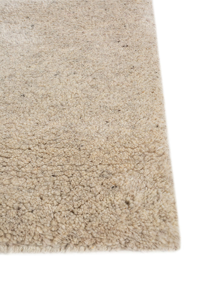 manifest beige and brown wool and silk hand knotted Rug - Corner