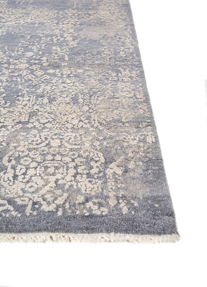 far east blue wool and silk hand knotted Rug - Corner