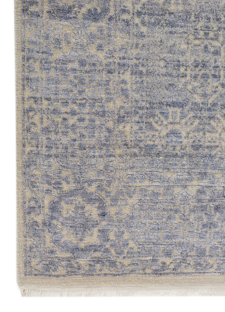 aurora grey and black wool and viscose hand knotted Rug - Corner