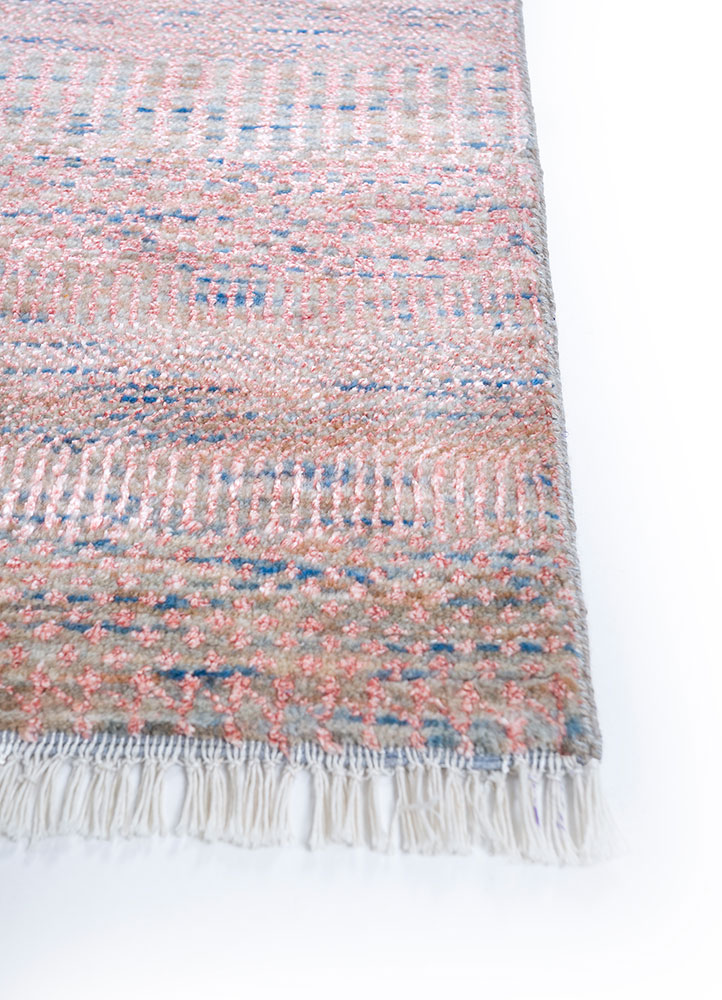 kairos pink and purple wool and viscose hand knotted Rug - Corner